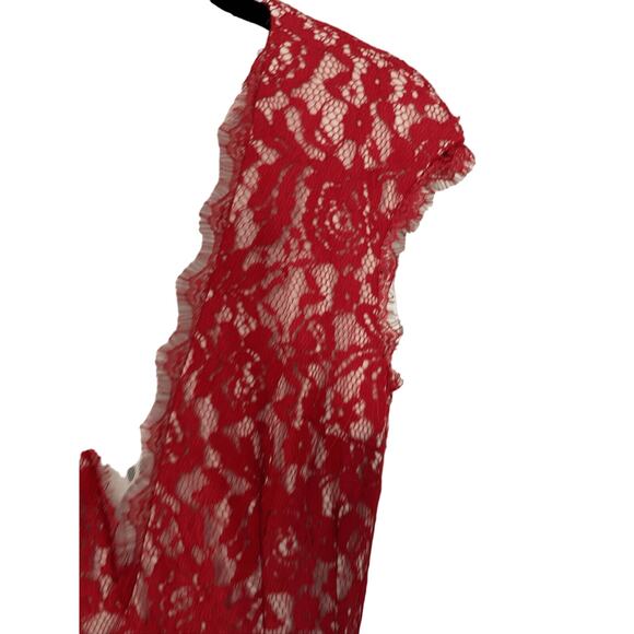 AIDAN MATTOX Red lace Plunging V-Neck open back Gown Size 6 - Picture 12 of 16